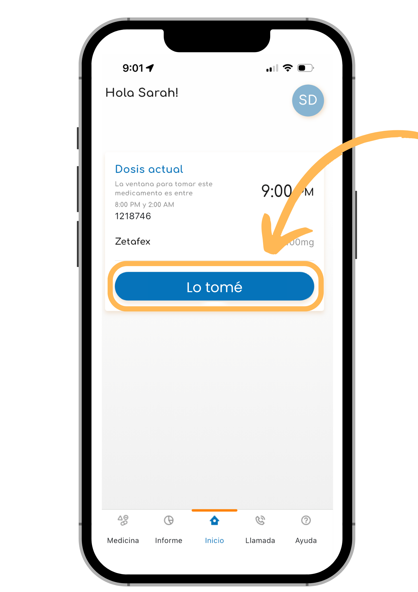App medication notification stating your med is ready to take